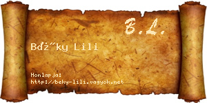 Béky Lili névjegykártya